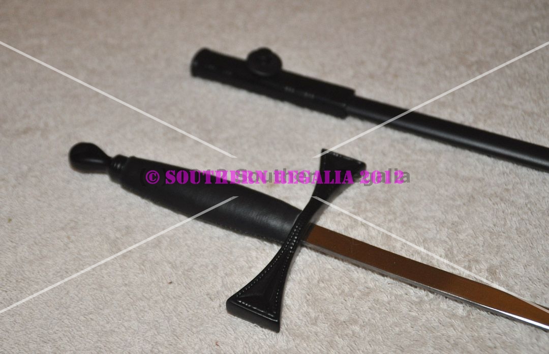 Knights Templar Standard Sword - Black Scabbard - 900mm - Click Image to Close